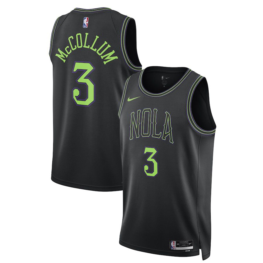 Men New Orleans Pelicans #3 CJ McCollum Nike Black City Edition 2023-24 Swingman NBA Jersey->oklahoma city thunder->NBA Jersey